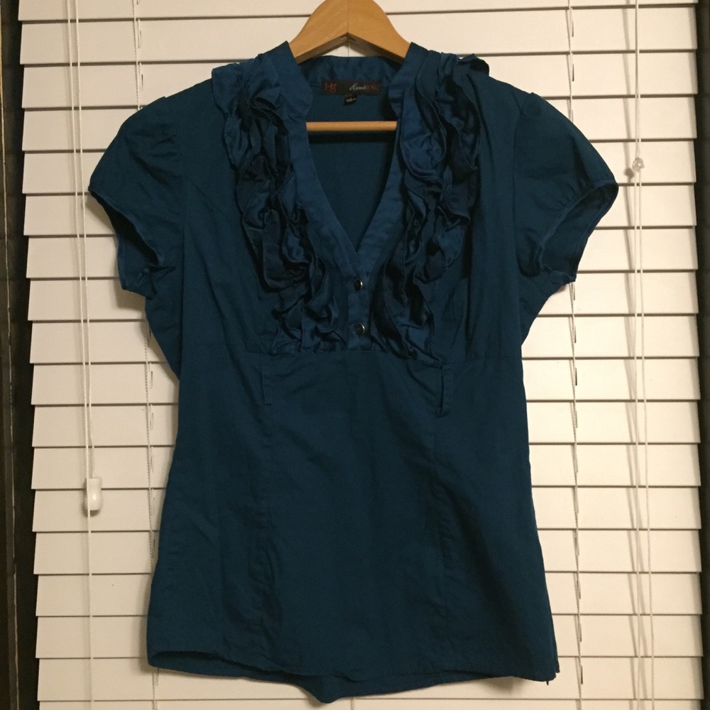 Dark Teal Short Sleeve Blouse